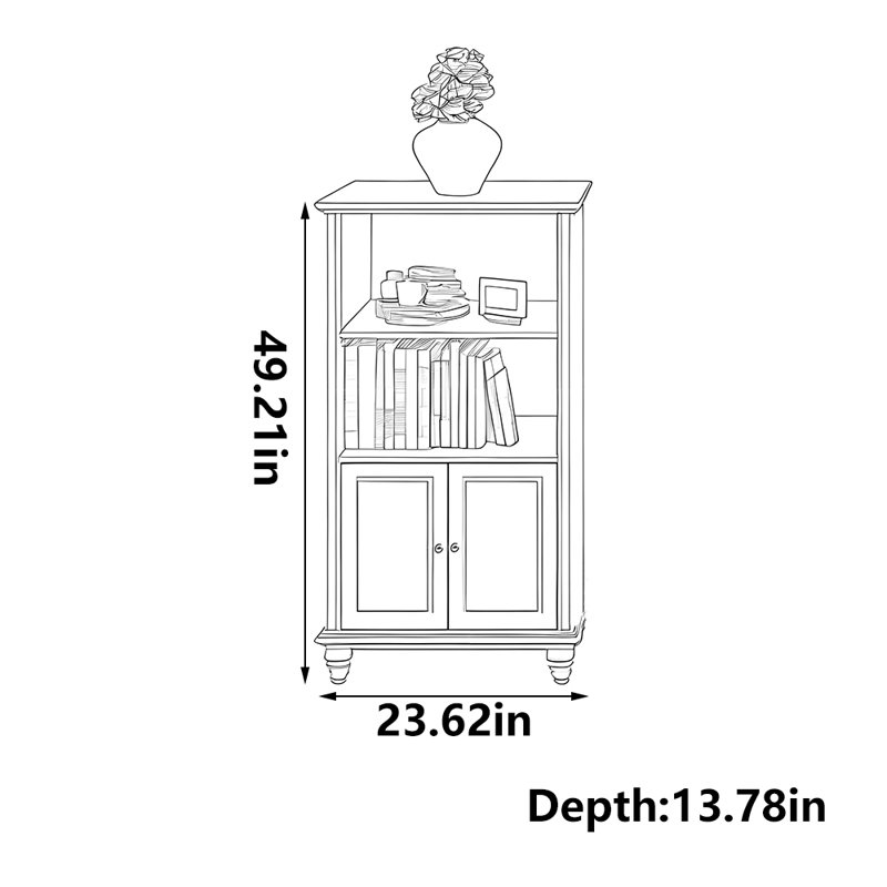 Bibliothèque romantique de style français, (2 tablettes) H 49,21 po x l 23,62 po x P 13,78 po