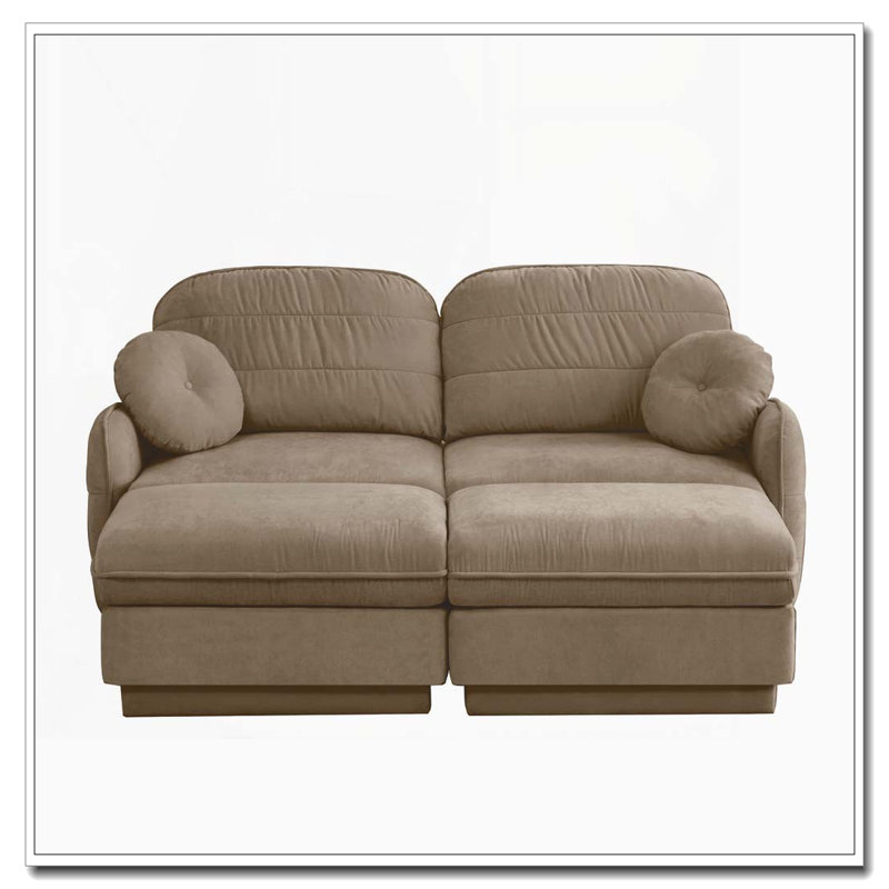 Canapé en chenille Cloud, siège profond avec repose-pieds mobile, Café léger + 2 sièges + 2 chaises