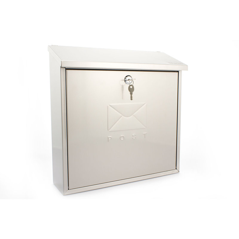 Contemporary Wall Mounted Reverse Mounting Galvanised Steel Lockable Weatherproof Post Box - 36x36x11cm
