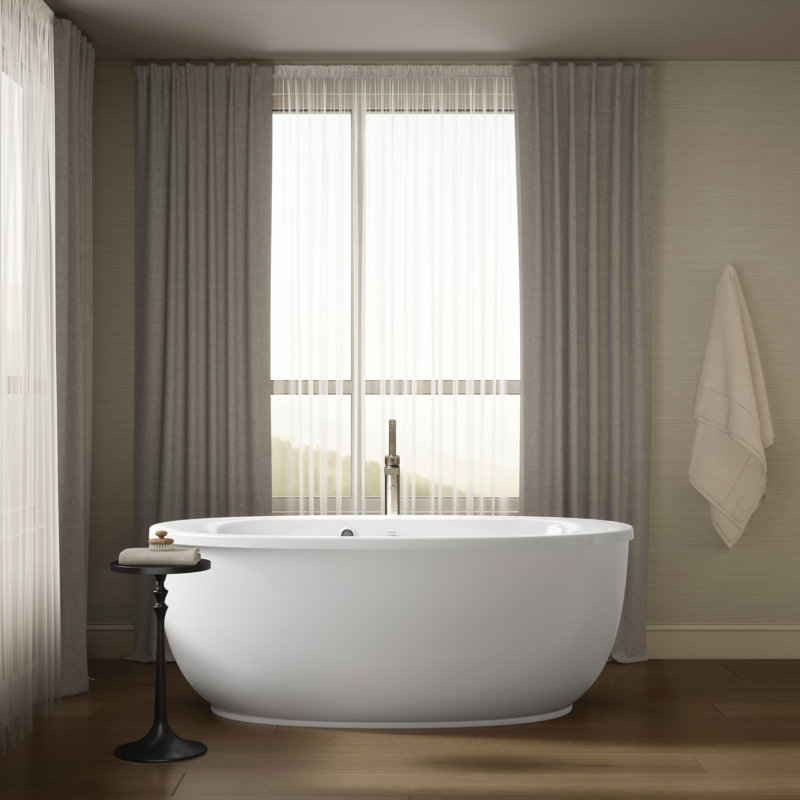Sunstruck® 66" x 36" Freestanding Soaking Acrylic Bathtub with Heater, White