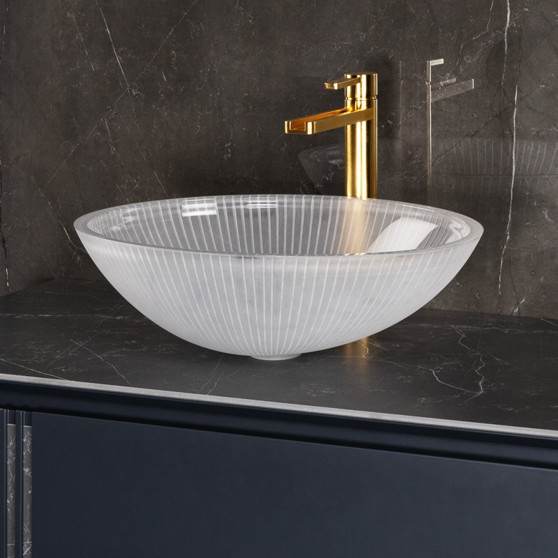Maestro Bath Lina 15.3'' Crystal Oval Bathroom Sink, White