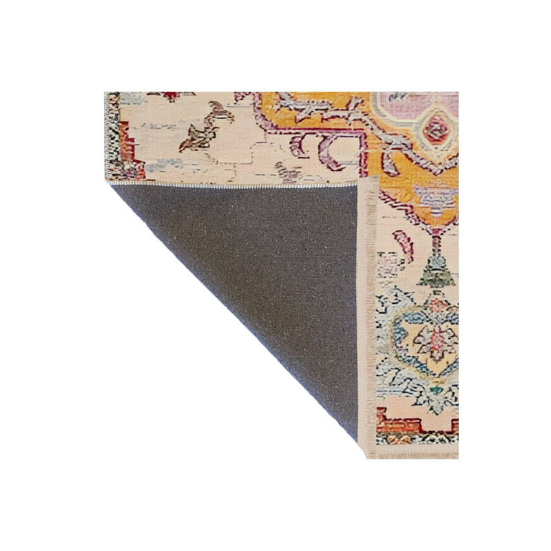 Tapis décoratif bleu et rouge à motif traditionnel lavable à la machine, Tapis de couloir 3 pi 3 po x 9 pi 10 po