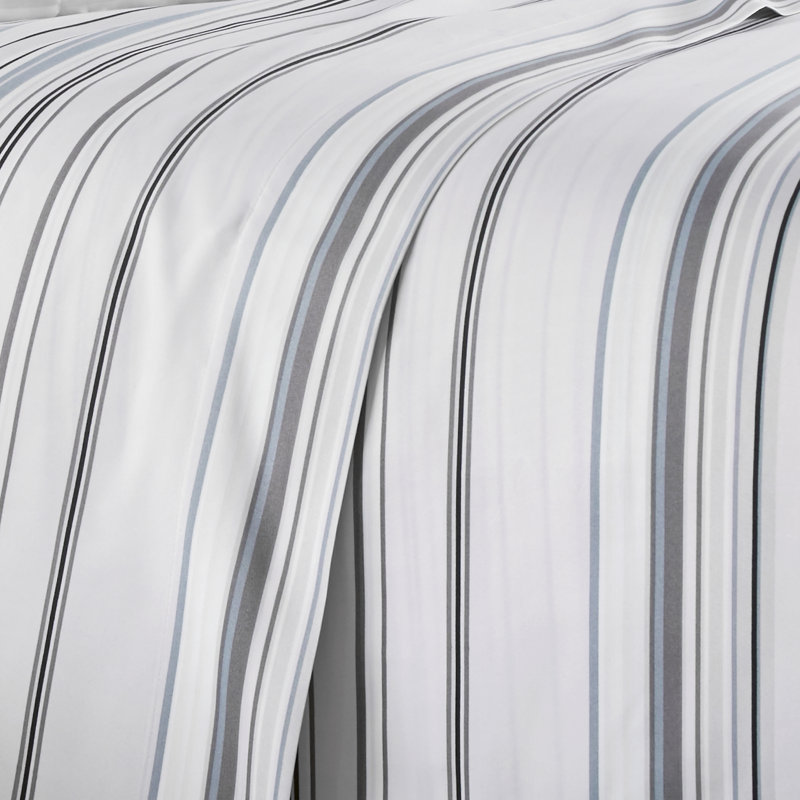 Queen Gray Striped Microfiber Sheet Set