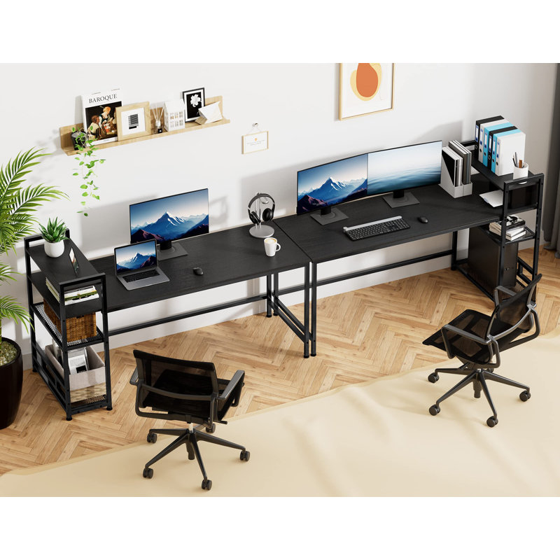 Glenam Metal Base Writing Desk, Grey/Brown/Blue