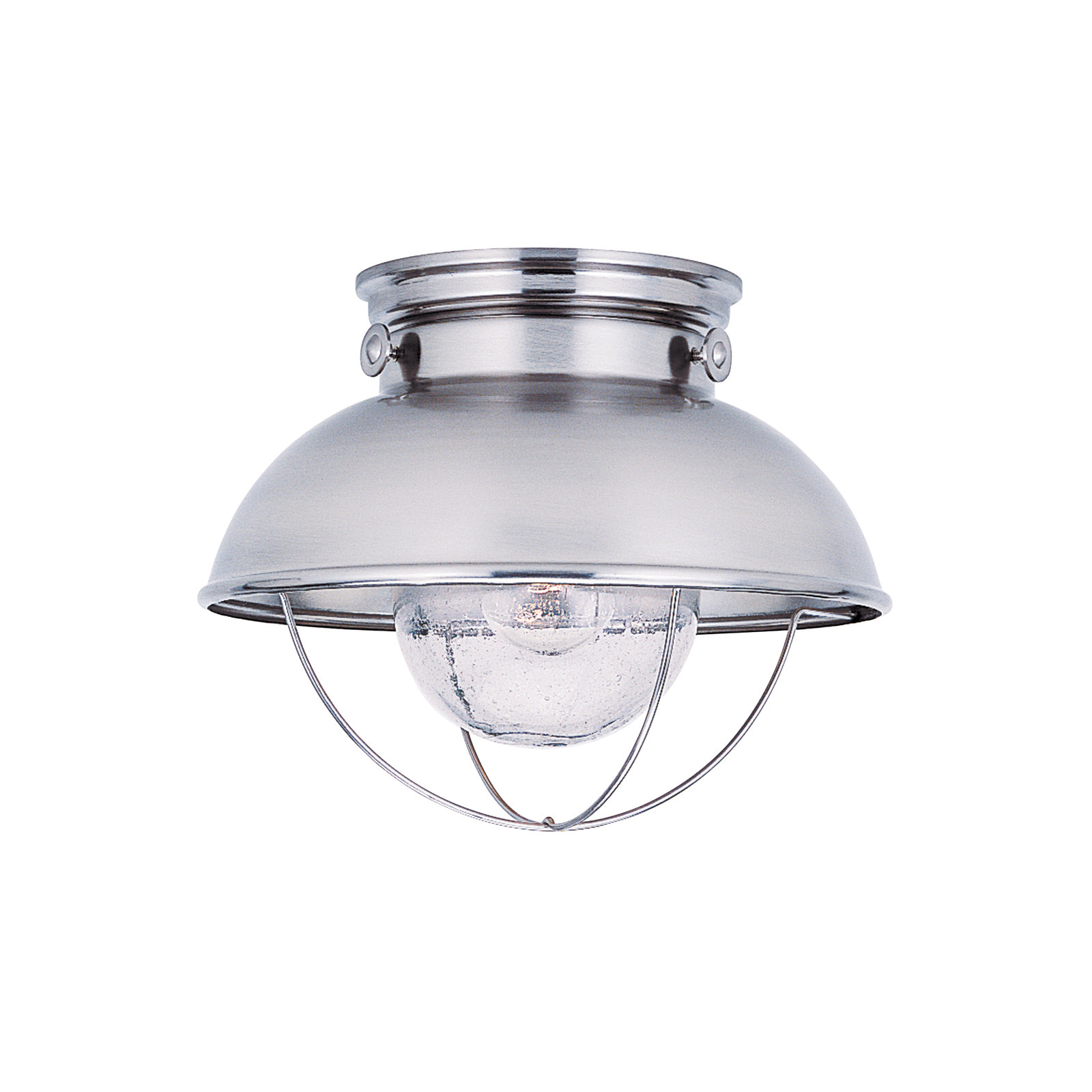 Audrey Seeded Bell Outdoor Semi-Flush Mount, Brushed Stainless