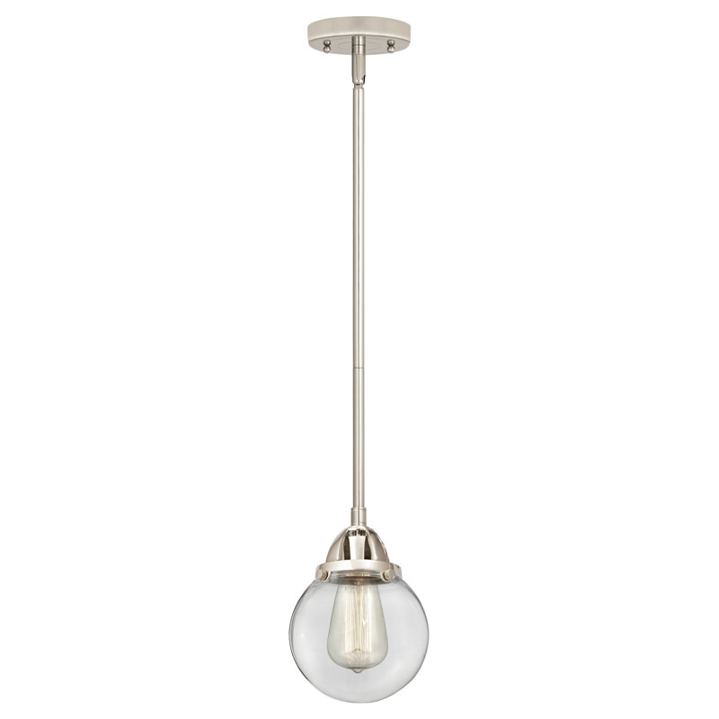 Luminaire suspendu sphère 1 lumière Lorri, Nickel poli, Clair, Ampoule non incluse