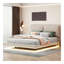 Grand lit plateforme tapissier avec lumière de capteur et 2 grands dossiers, élégant lit plateforme avec 2 ensembles de ports USB et de prises sur chaque pied de lit arrière, beige-137642978-137642975