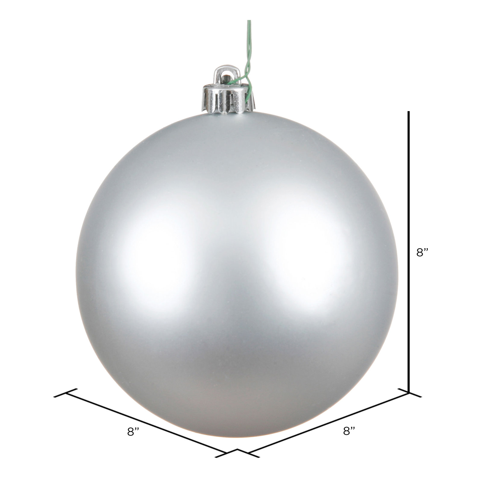 Shatterproof Bauble, 8", Silver Matte