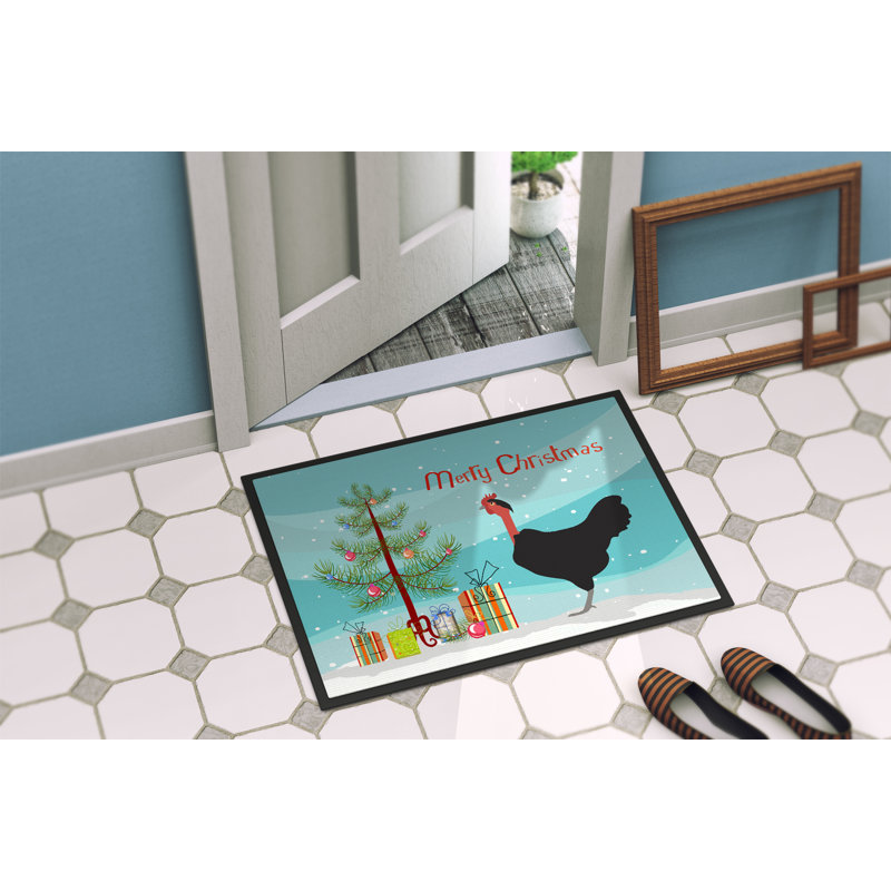 Tapis de noël pour l’extérieur antidérapant à poule, Rectangle 2 pi x 3 pi