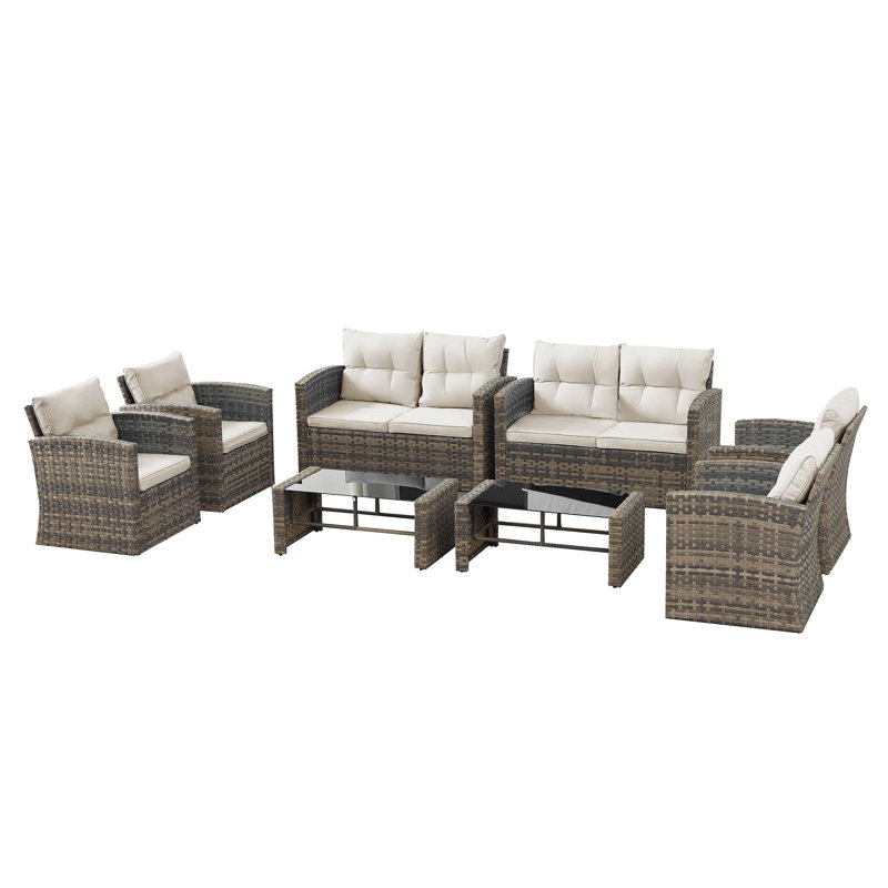Ensemble de conversation modulaire de huit articles avec coussins