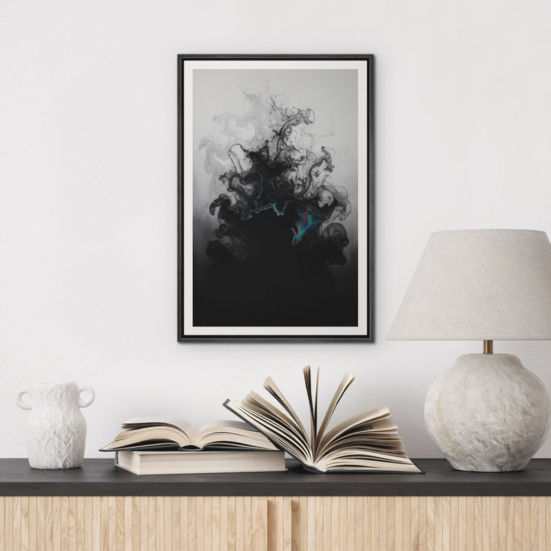 Reproduction d'art abstrait sur toile encadrée pour décoration intérieure moderne, Noir, H 24 po x l 16 po