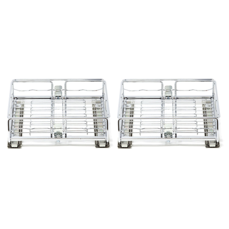 Origami 2SD-10 Small Kitchen Sliding Pullout Cabinet Storage Organizer, Silver, 2 Pack