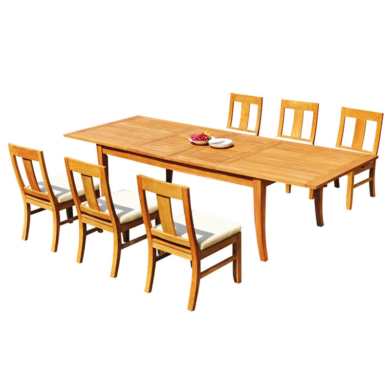 10 Seats 11 Pcs Grade-A Teak Wood Dining Set: 122" Atnas Double Extension Rectangle Table And 10 Osborne Chairs (2 Arm & 8 Armless Chairs) #01Os1811