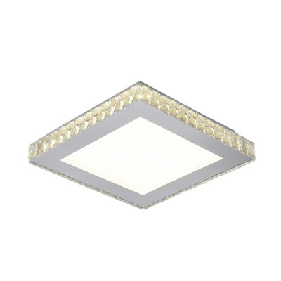 Miyamoto 1-Light Chrome Stainless Steel LED Flush Mount With Clear Crystal Accents