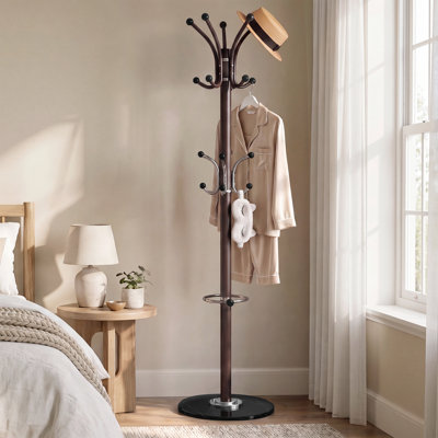 Portemanteau autoportant, portemanteau avec base en marbre et porte-parapluie