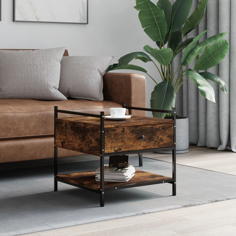 Four Leg Coffee Table with Storage, Smoked Oak
