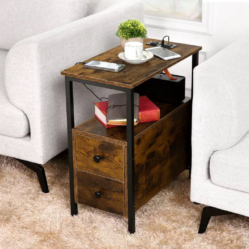 Ahmik 2 - Drawer End Table and Built-In Outlets