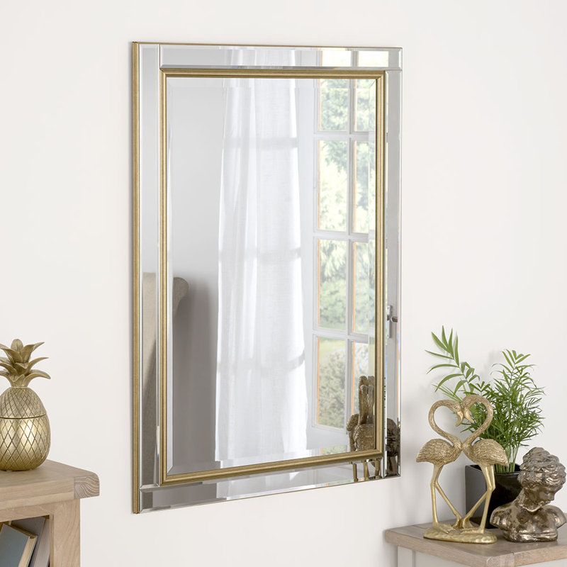 Abbate Venetian Bevelled  Accent Wall Mirror, Gold, 106.5cm H x 75cm W