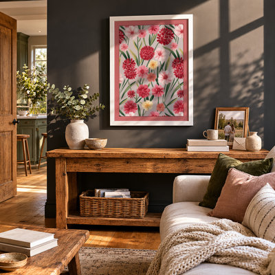 Crimson Carnation Bloom Botanical - Framed Print