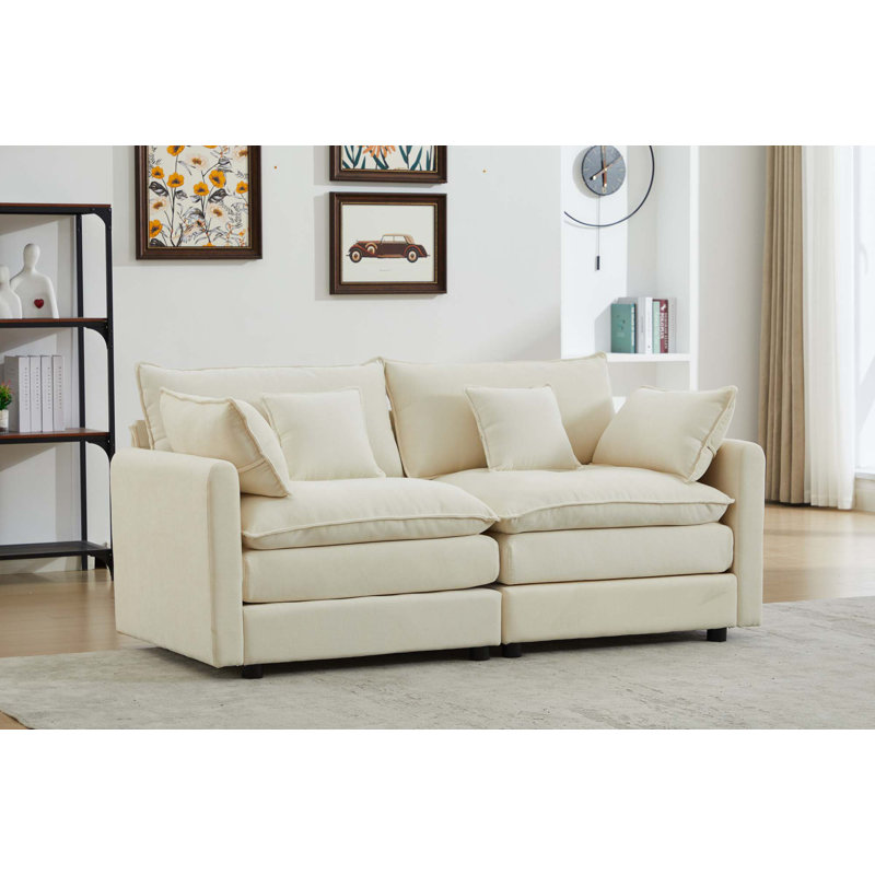Canapé modulaire moderne 2 places, Chenille blanche