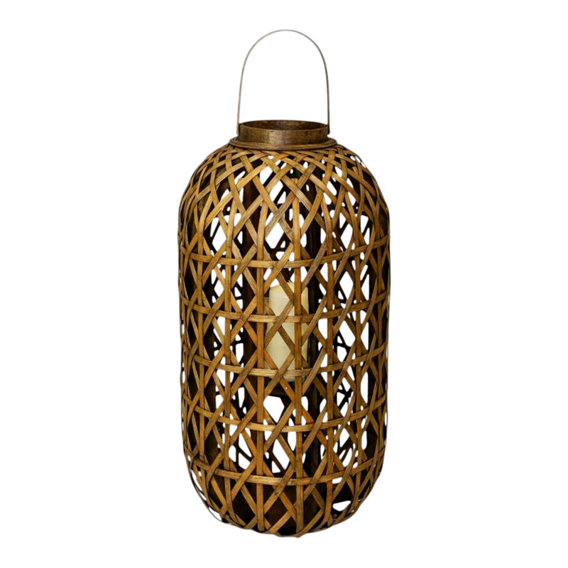 Small Oval Bamboo Decorative Lantern – 45cm, 65 cm H x 35 cm W x 35 cm D, Brown