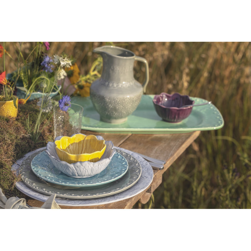 Flora Earthenware Salad/Dessert Plate, Blue