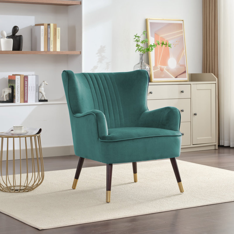 Dawe Velvet Wingback Chair, Green
