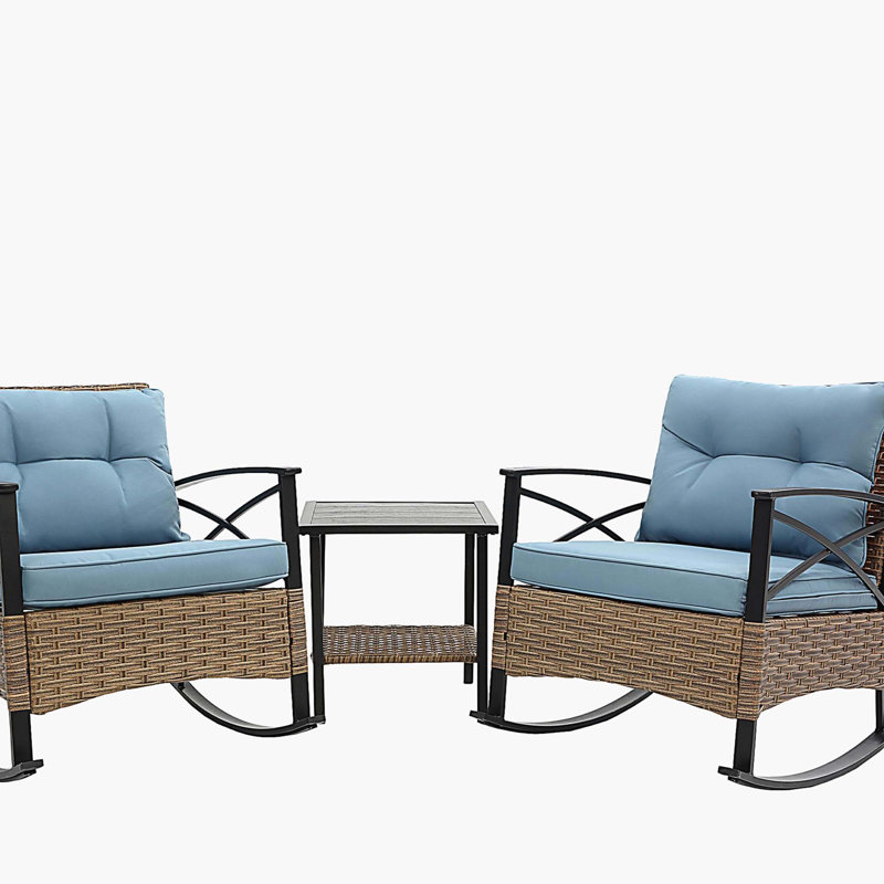 Ensemble de chaises berçantes 3 pièces, Bleu