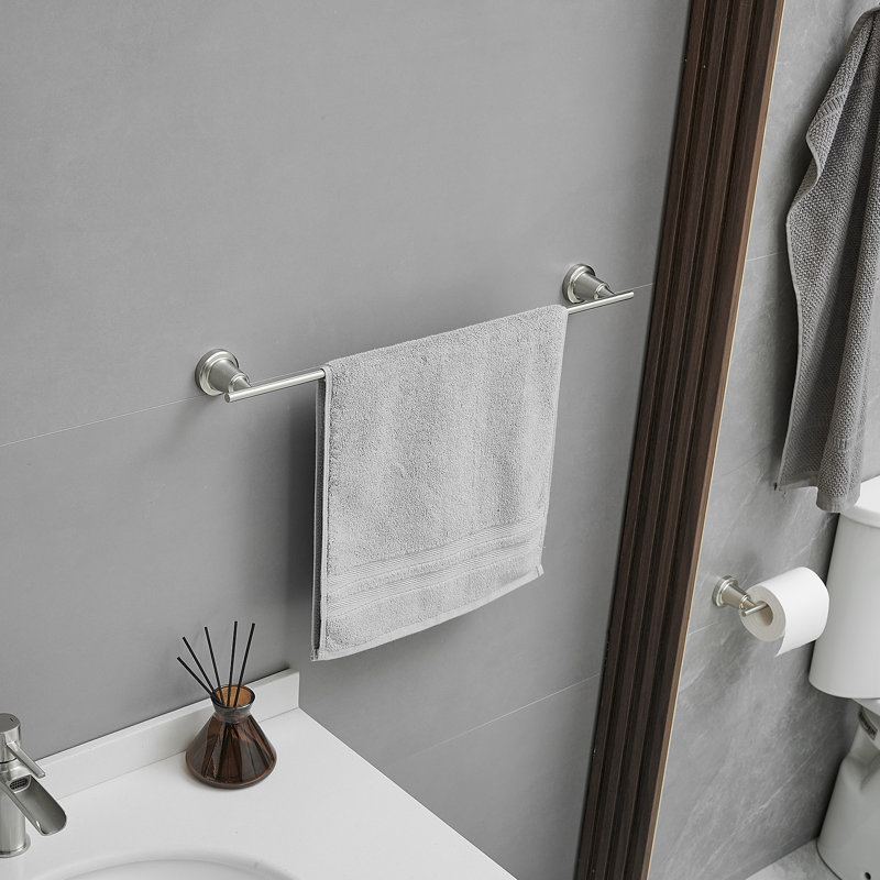 Brushed Nickel 4-Piece Bathroom Hardware Set with Towel Bar