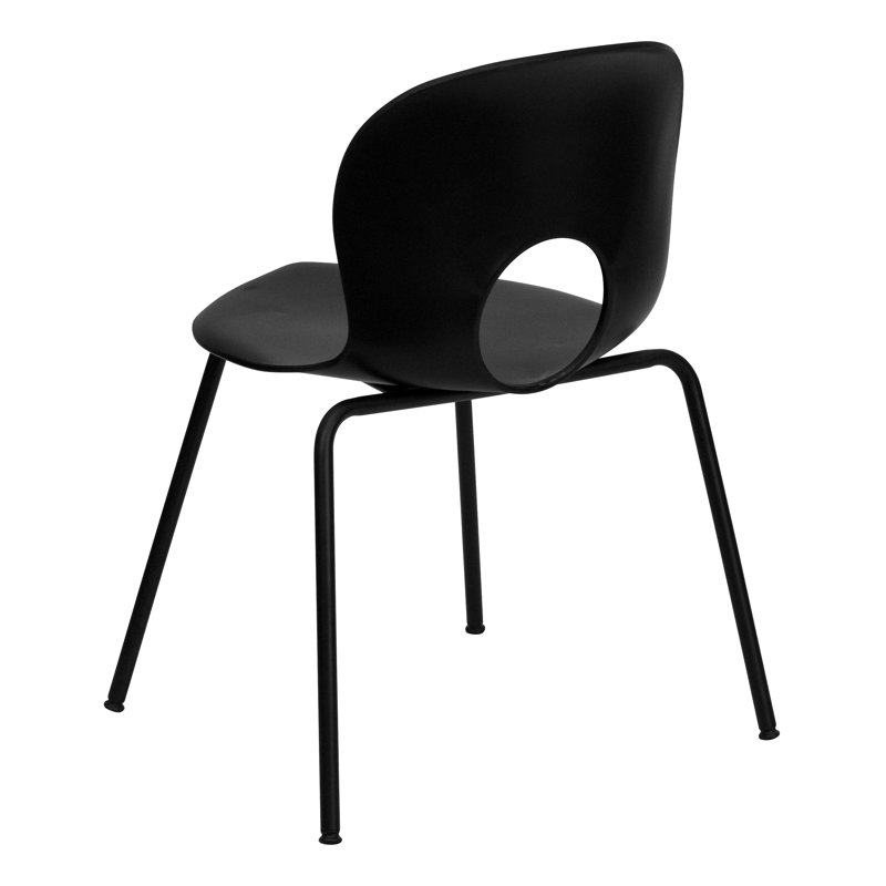Chaise empilable en plastique 770 lb., Ensemble de 10, Noir