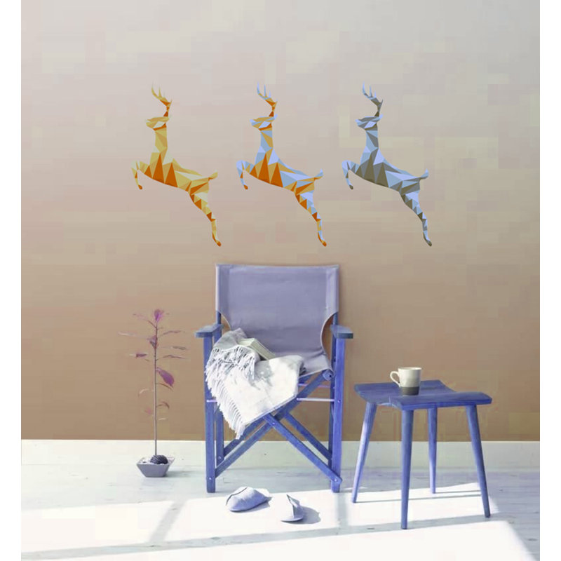 Décalcomanie murale cerf polygonal, H 22 po x l 41 po