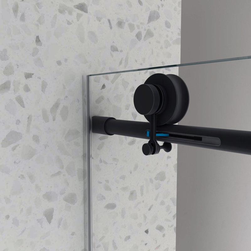 Porte de douche sans cadre avec fonction de fermeture en douceur, Noir mat