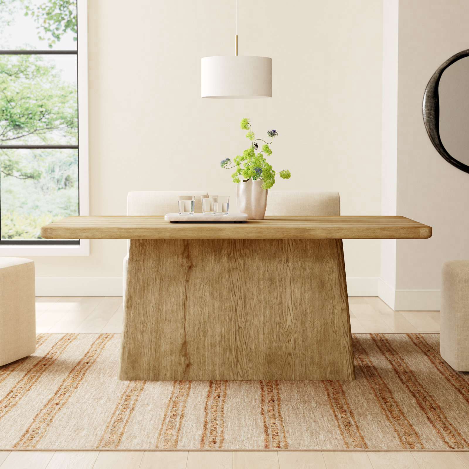 Lowell Oak Dining Table, Light Brown, 30" H x 71" L x 39" W