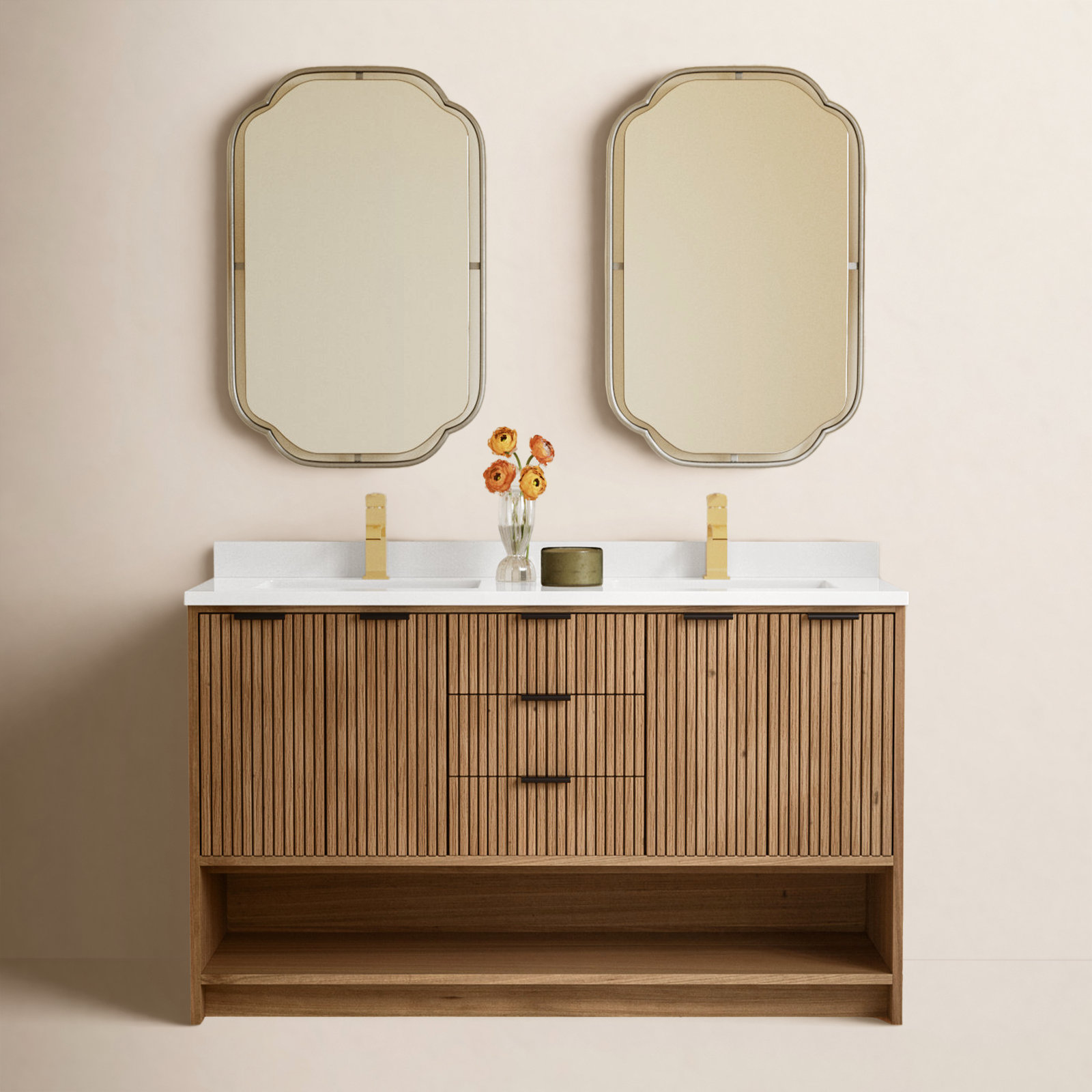 Anelie 55'' Double Bathroom Vanity, Weathered Fir