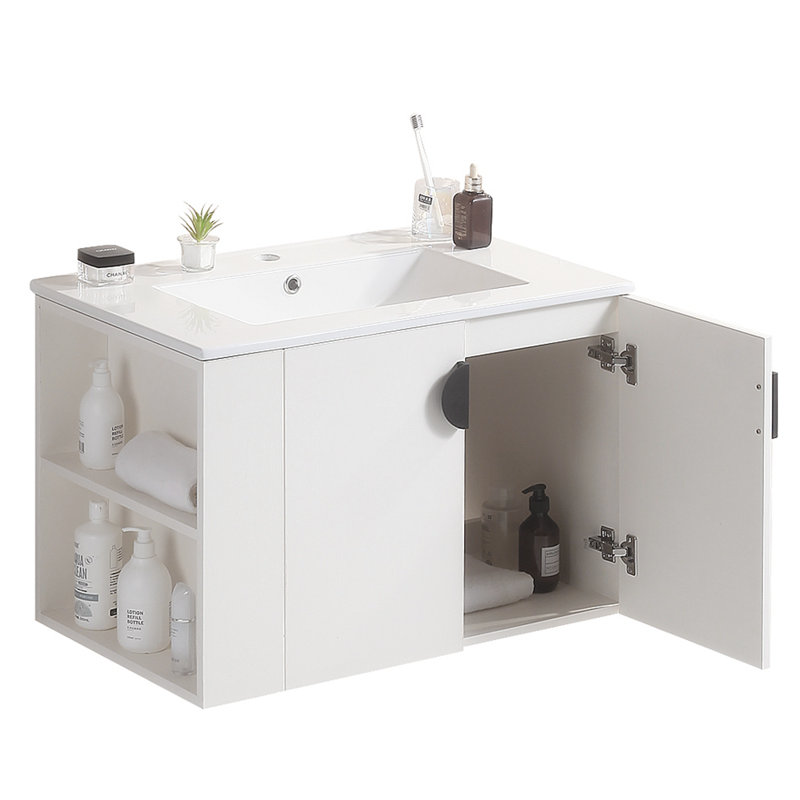 Queena 30.09 " W 1 Single Vanity Bathroom Vanity With Ceramic Top