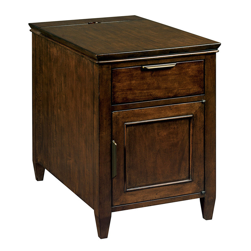 Eliah Solid Wood Top 1 End Table with Storage and Built-In Electrical Outlet