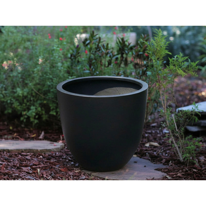 Pot de fleurs extra large et profond en fibre de verre légère - Intérieur/Extérieur, L 43,5 po x H 37,5 po, Noir