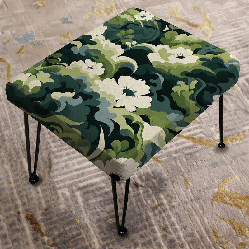 Zen Floral Retreat - Repose-pieds rectangulaire floral