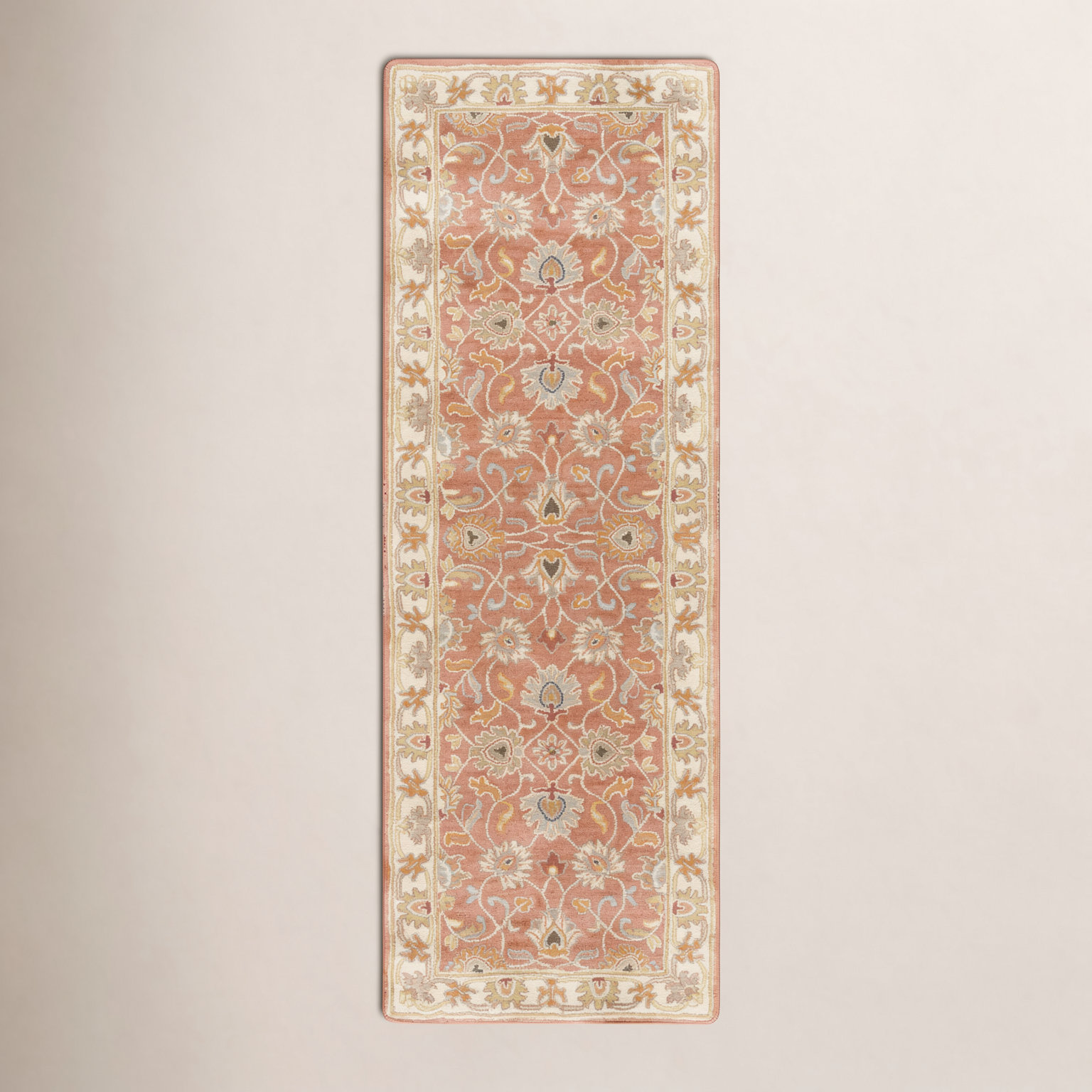 Arden Orange Hand-Tufted Wool Floral Rug, Runner 3' x 12'