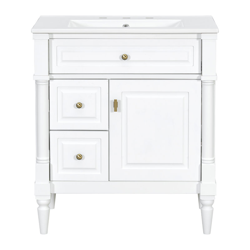 Meuble-lavabo 30 po avec lavabo, blanc, Blanc