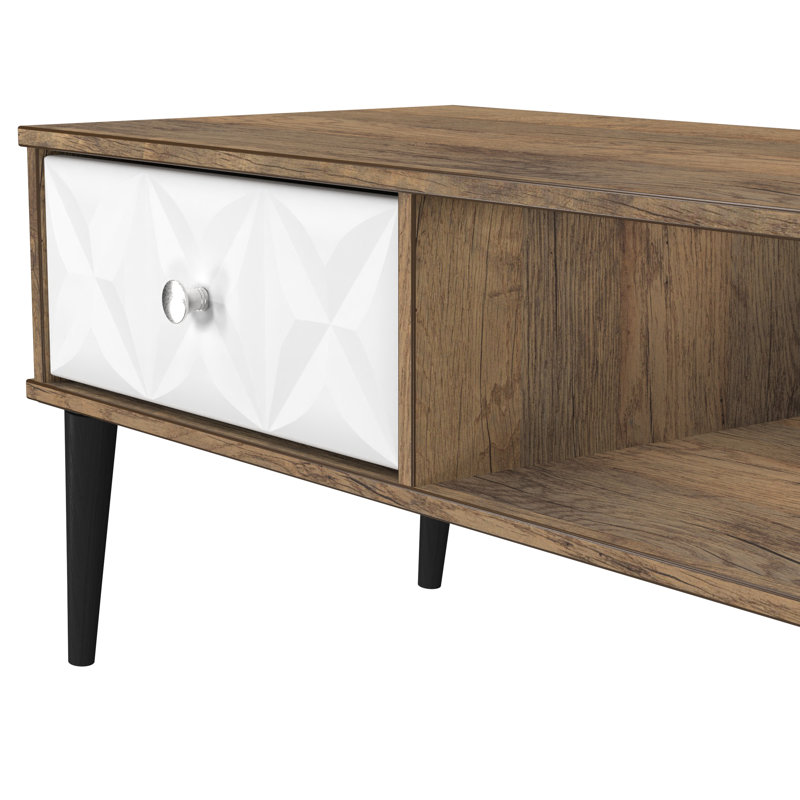 Akuna Coffee Table with Storage, White/Dark Brown Wood