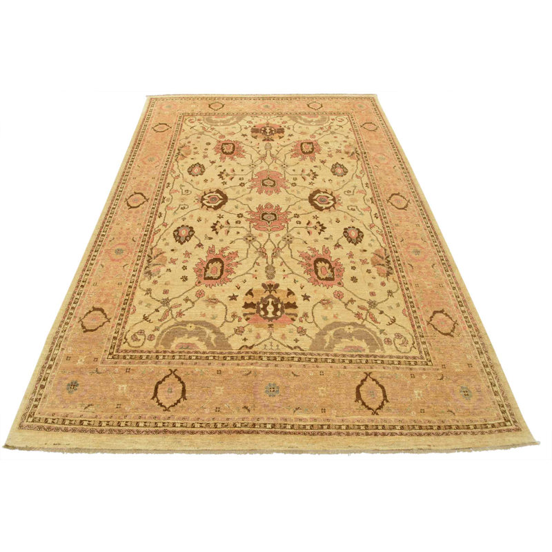 Tapis beige nouvel âge en laine 8 pi 11 po x 12 pi 1 po Gavon