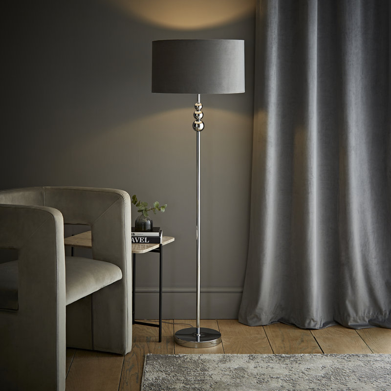Randalia 145cm Traditional Floor Lamp, Gray, Chrome