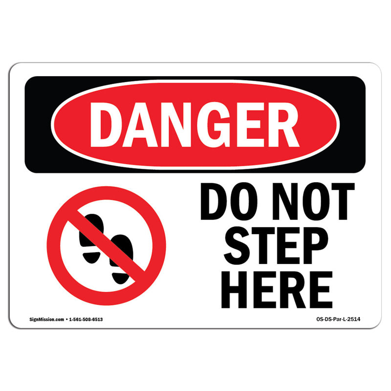 Signe de danger, H 12 po x l 18 po x P 0,1 po