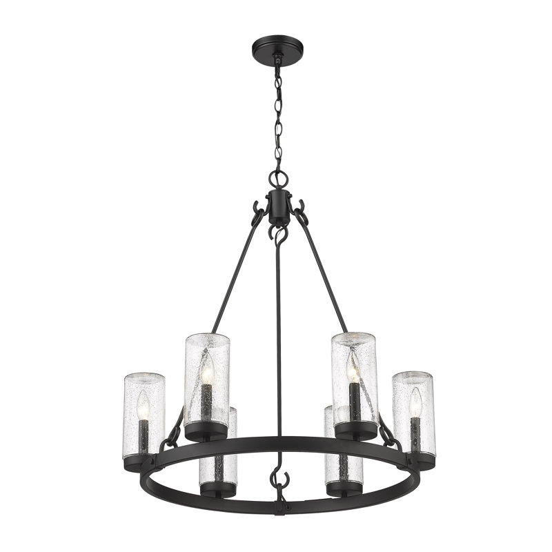 Lustre d'extérieur à 6 lumières H 33,25 po Sheniece, Noir mat