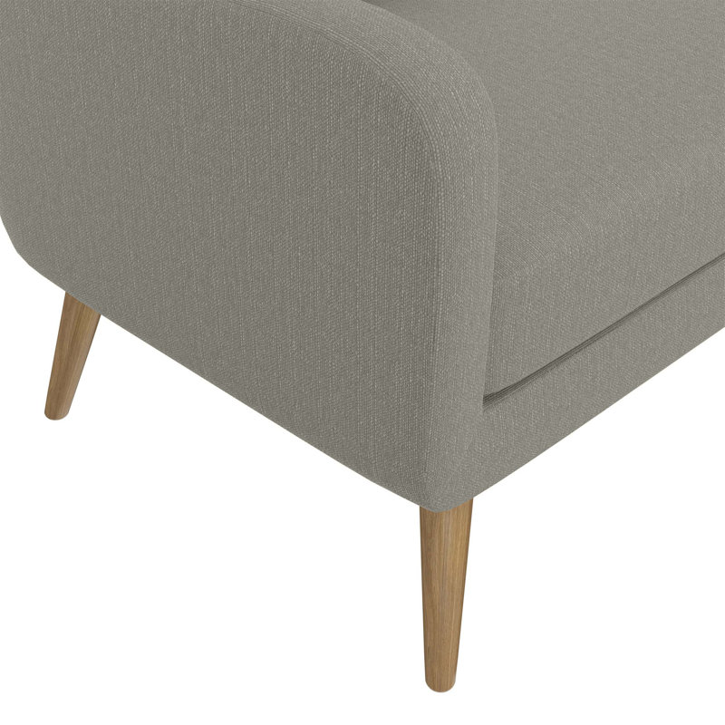 Canapé en polyester de style moderne Mid-Century, dossier carré, détails en dentelle et pieds en bois massif pour la maison ou le bureau