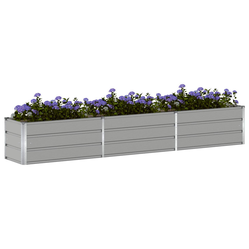 Planter Galvanised Steel, Light Grey, 45cm H x 290cm W x 50cm D