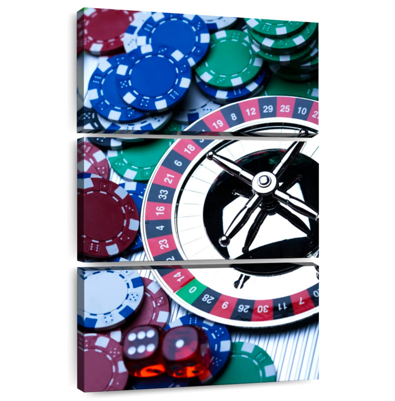 Senne Roulette Wheel And Chips, 74" H x 48" W