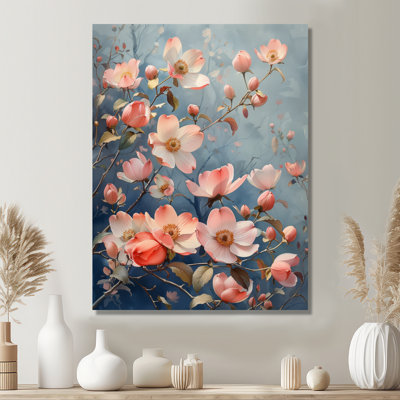 Décoration murale rose et bleu Garden Of Dreams Dogwood III - cornouiller