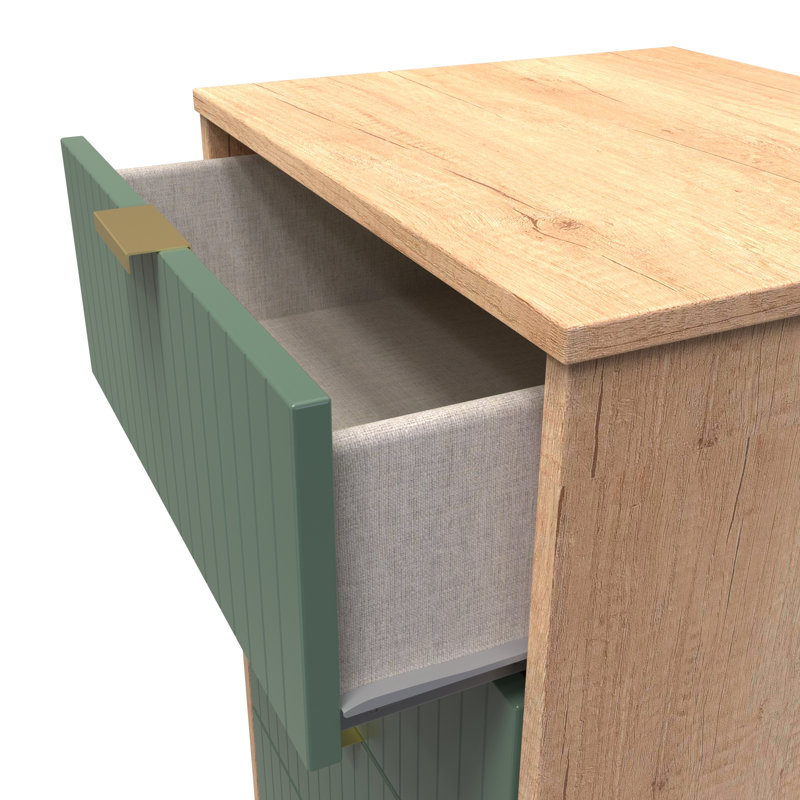 Beranda 45cm W Manufactured Wood Bedside Table, Labrador Green/Nebraska Oak